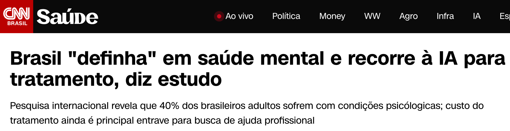 Brasil “definha” em saúde mental e recorre à IA para tratamento, diz estudo